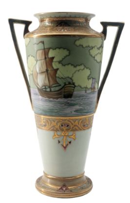 Picture of Nippon - Scenic Seascape Gilt Porcelain Vase
