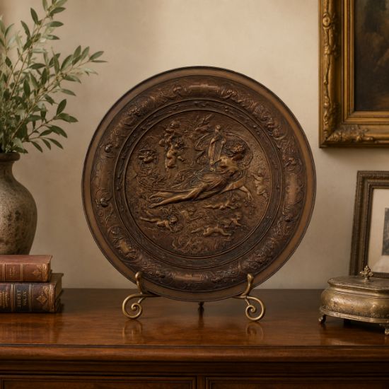 Picture of Henry Bonnard Bronze Co. (Attributed) - Allegorical Bronze Wall Charger Depicting Euterpe