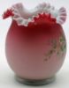 Picture of Antique Peachblow Art Glass Vase With Ruffled Rim And Enamel Florals