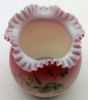 Picture of Antique Peachblow Art Glass Vase With Ruffled Rim And Enamel Florals