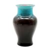 Picture of Vintage Pisgah Forest Pottery - Baluster Vase With Turquoise And Aubergine Glaze