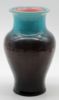 Picture of Vintage Pisgah Forest Pottery - Baluster Vase With Turquoise And Aubergine Glaze