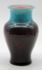 Picture of Vintage Pisgah Forest Pottery - Baluster Vase With Turquoise And Aubergine Glaze